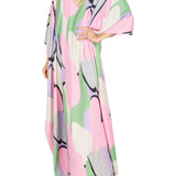 La Vie Pastel Cloud Beaded Maxi Keyhole Caftan - Vermillion
