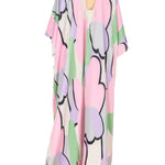 La Vie Pastel Cloud Beaded Maxi Keyhole Caftan - Vermillion