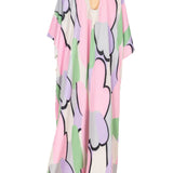 La Vie Pastel Cloud Beaded Maxi Keyhole Caftan - Vermillion