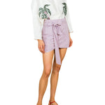 La Vie Pastel Speckled Stripe Mini Wrap Skirt - Vermillion