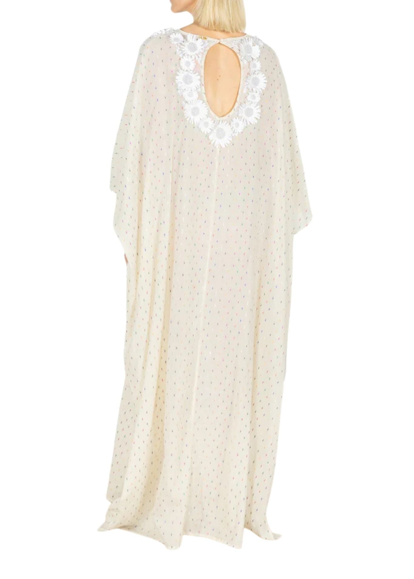 La Vie Pearl Daisy Confetti Maxi Keyhole Caftan - Vermillion
