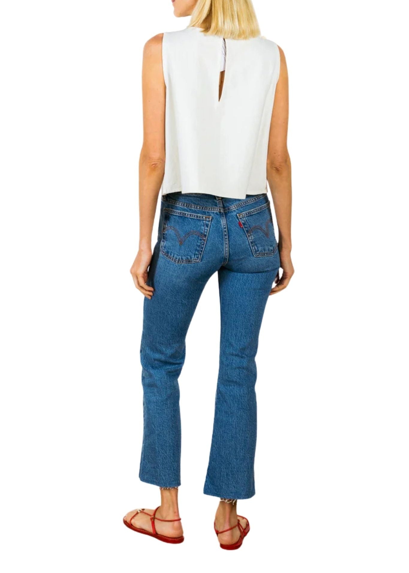 La Vie Pearl Disc Canvas A - line Top - Vermillion