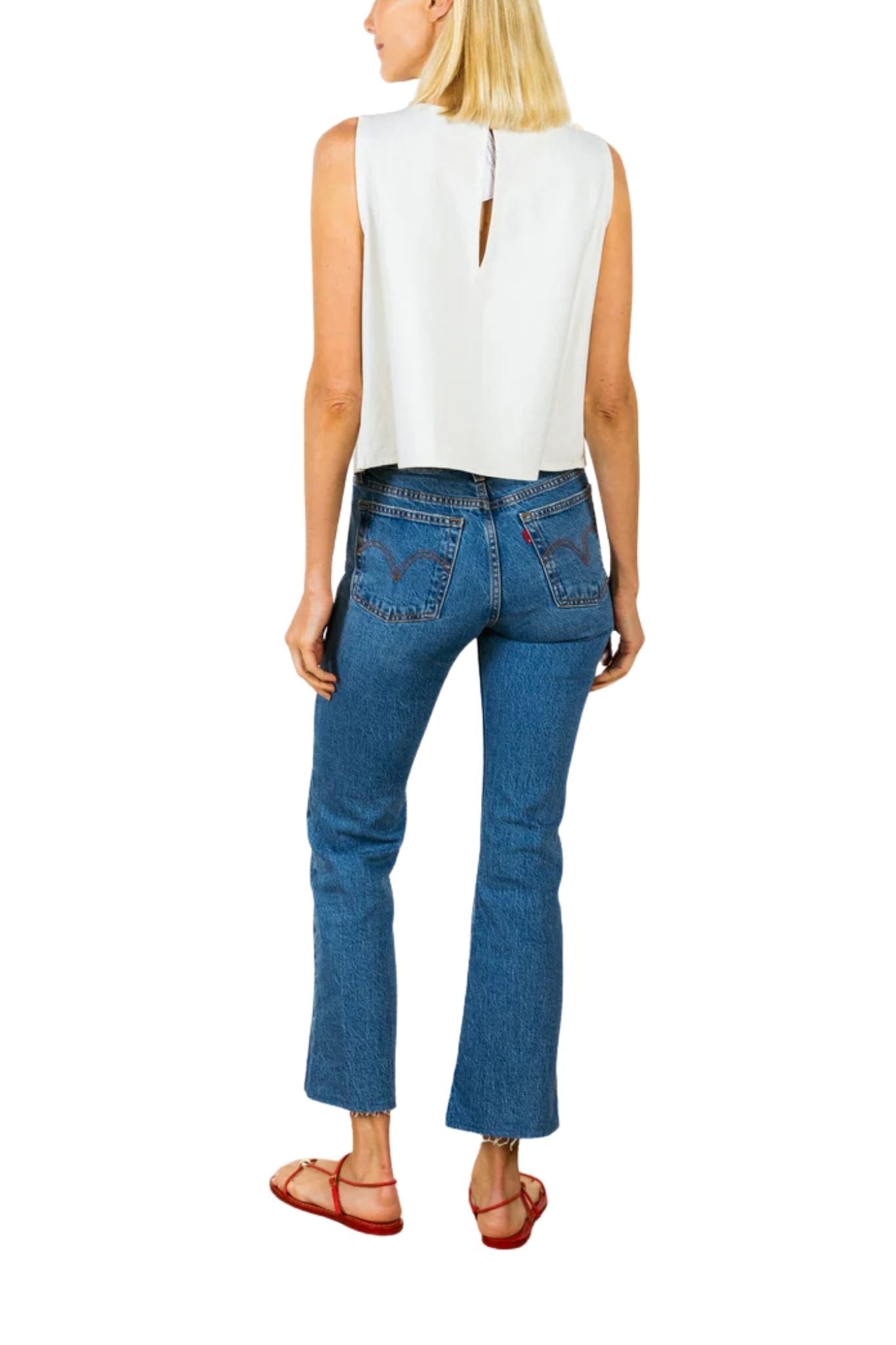 La Vie Pearl Disc Canvas A - line Top - Vermillion