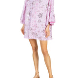 La Vie Peony Stripe Mini Open Front Caftan - Vermillion