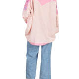 La Vie Pink Beaded Hearts Boyfriend Shirt - Vermillion