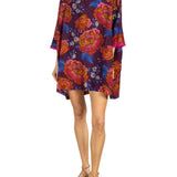 La Vie Plum Botanical Trim Mini Everyday Dress - Vermillion