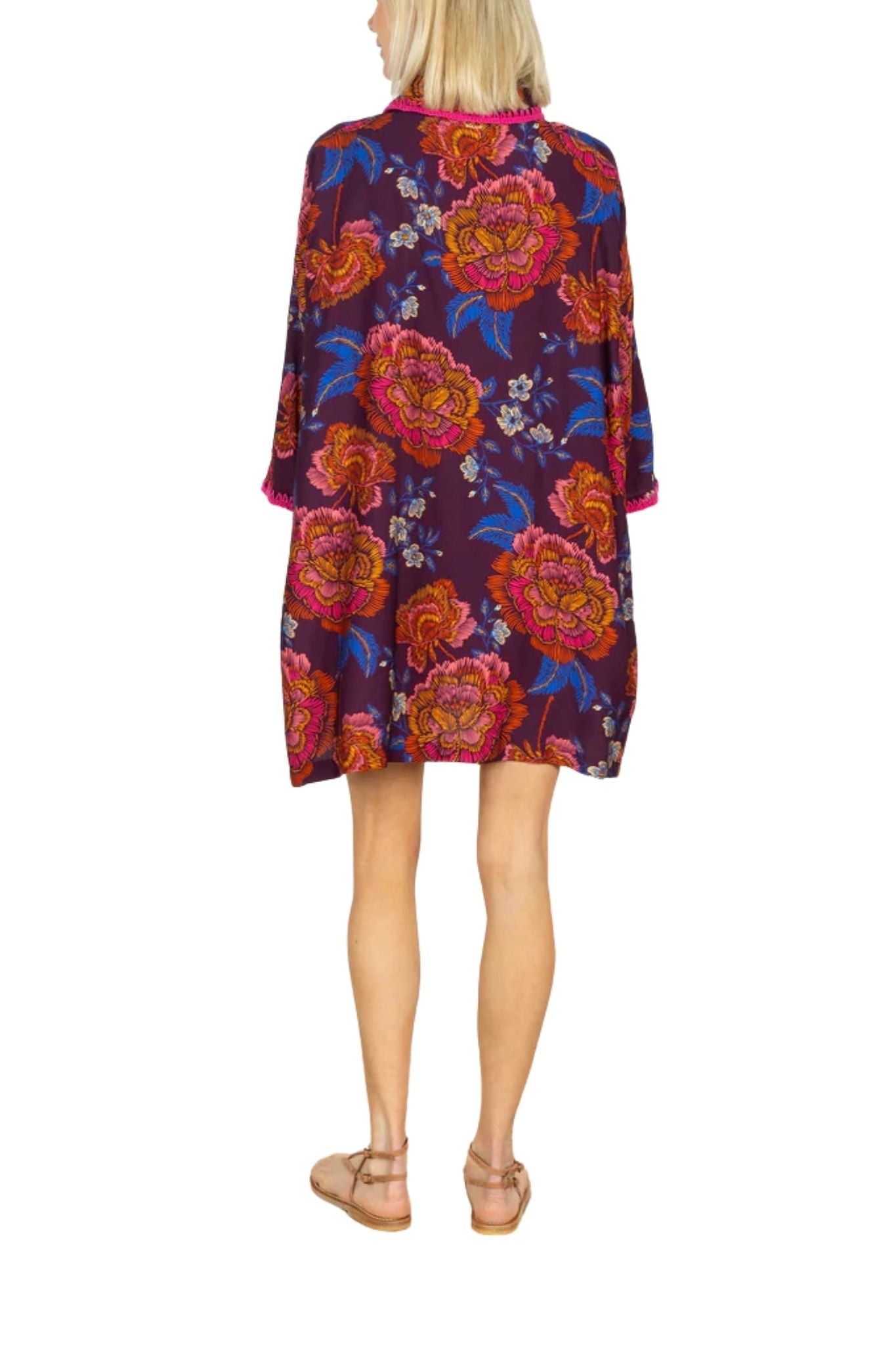 La Vie Plum Botanical Trim Mini Everyday Dress - Vermillion
