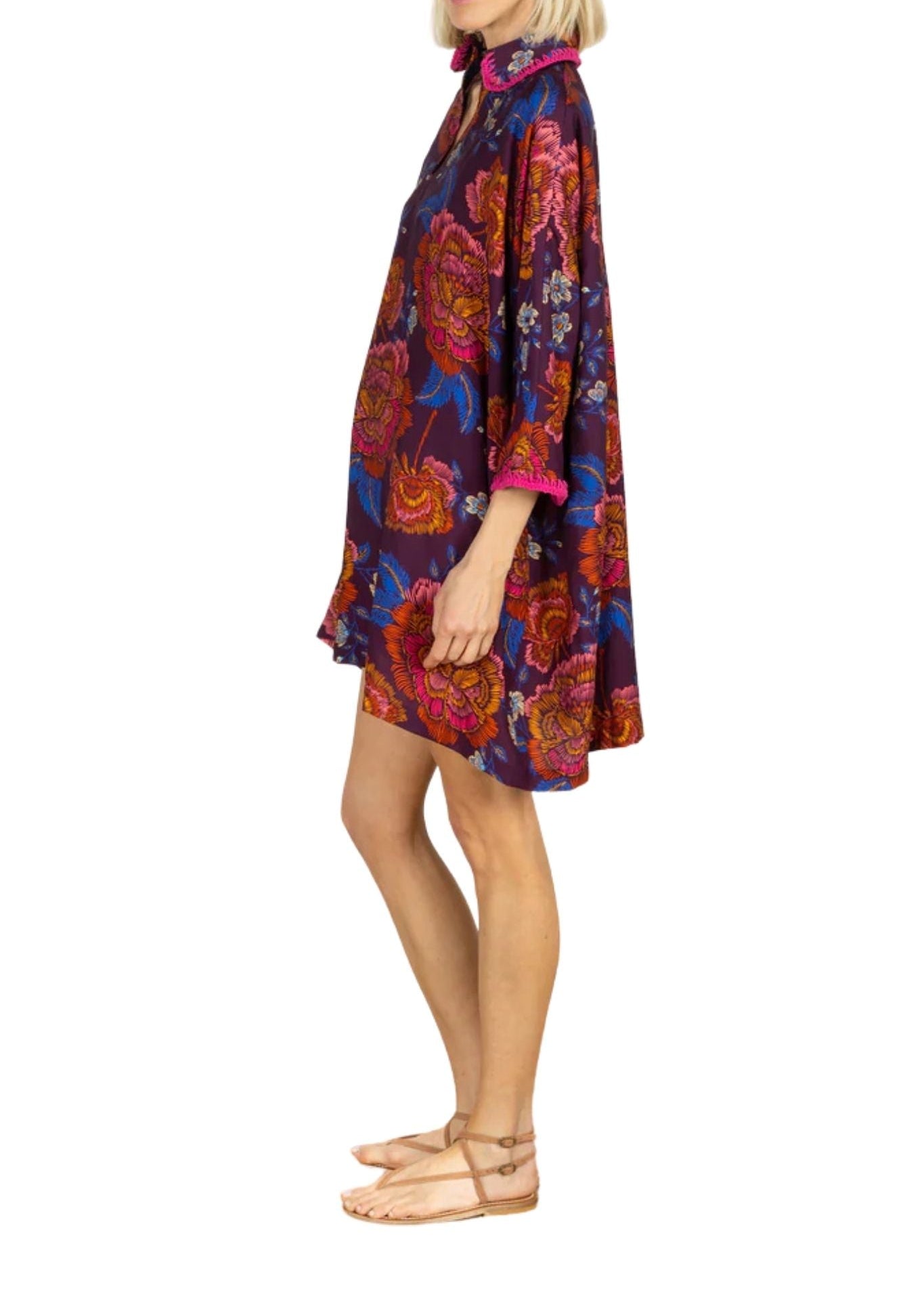 La Vie Plum Botanical Trim Mini Everyday Dress - Vermillion