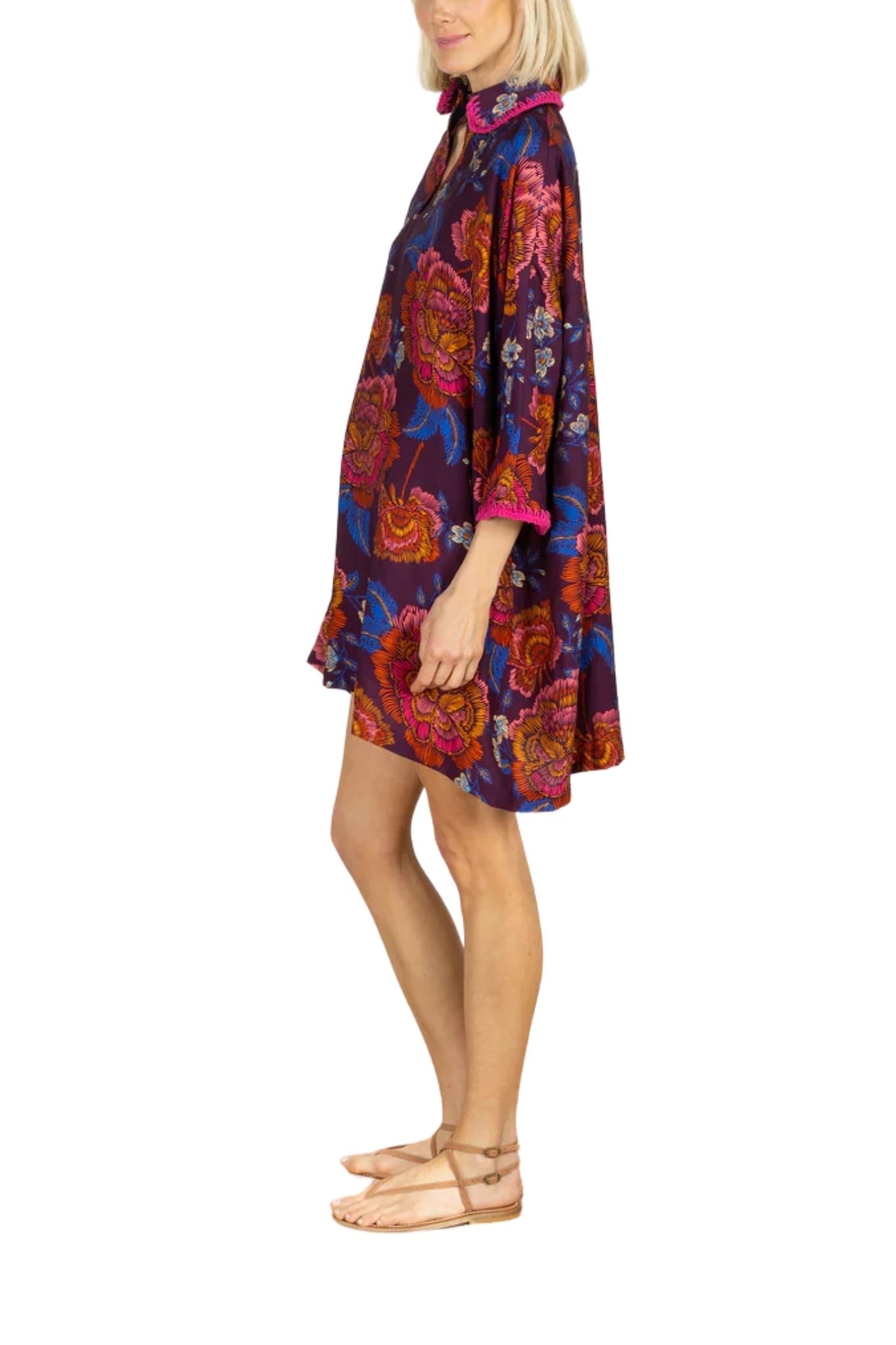La Vie Plum Botanical Trim Mini Everyday Dress - Vermillion