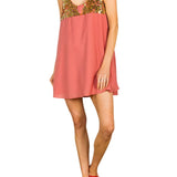 La Vie Salmon Sequin Bra Mini Swing Dress - Vermillion