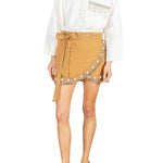 La Vie Sand Stripe Shells MIni Wrap Skirt - Vermillion