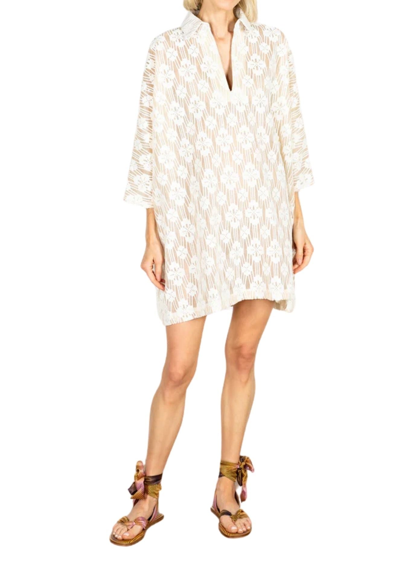 La Vie Sandy Floral Web Mini Everyday Dress - Vermillion