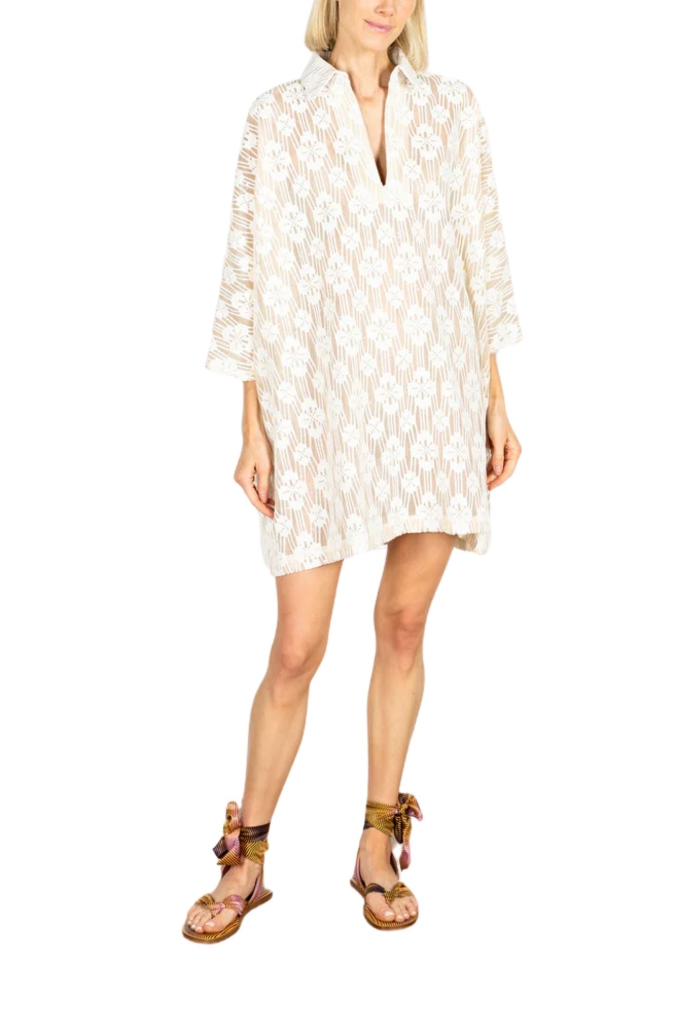 La Vie Sandy Floral Web Mini Everyday Dress - Vermillion