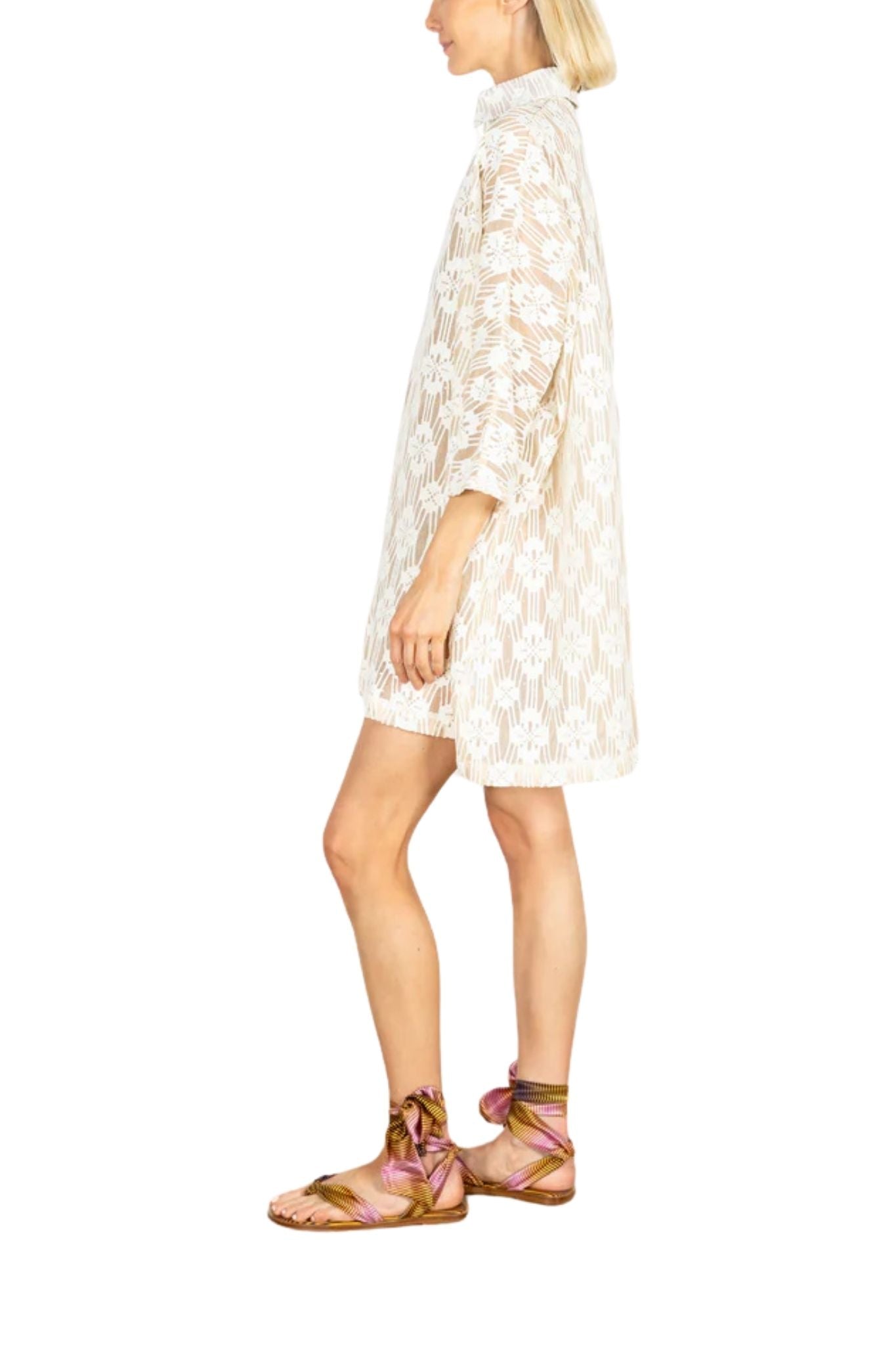 La Vie Sandy Floral Web Mini Everyday Dress - Vermillion