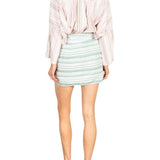La Vie Sea Stripe Linen Mini Wrap Skirt - Vermillion