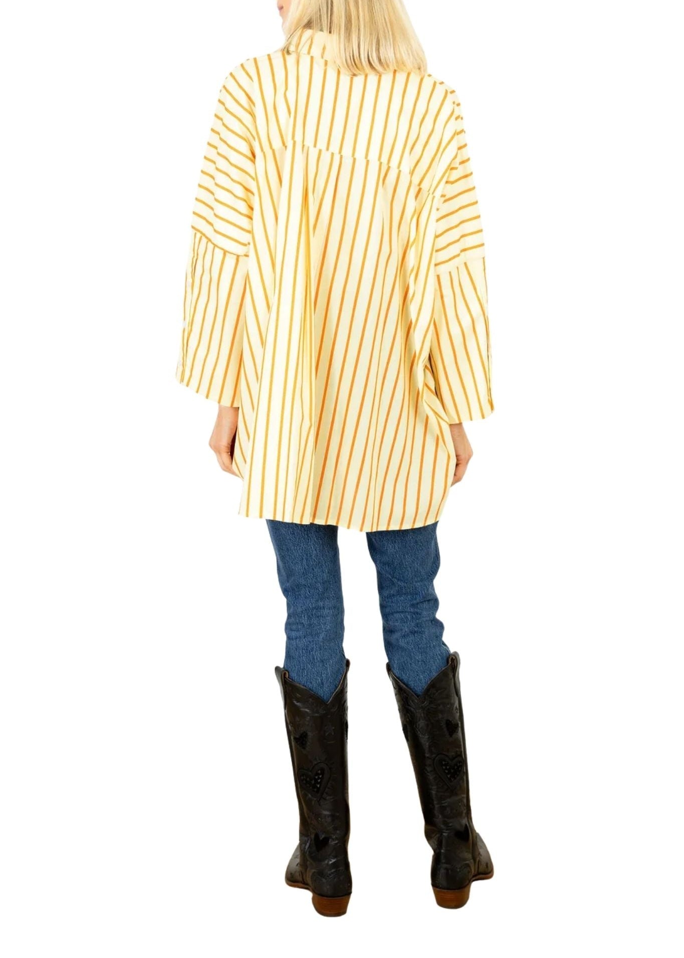 La Vie Striped Boyfriend Shirt - Vermillion