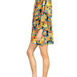 La Vie Sunburst Painted Floral Mini Open Front Caftan - Vermillion