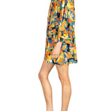 La Vie Sunburst Painted Floral Mini Open Front Caftan - Vermillion