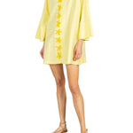 La Vie Sunny Corded Floral Mini Open Front Caftan - Vermillion