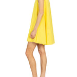 La Vie Sunshine Jewel Bow Pleat Dress - Vermillion