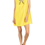 La Vie Sunshine Jewel Bow Pleat Dress - Vermillion