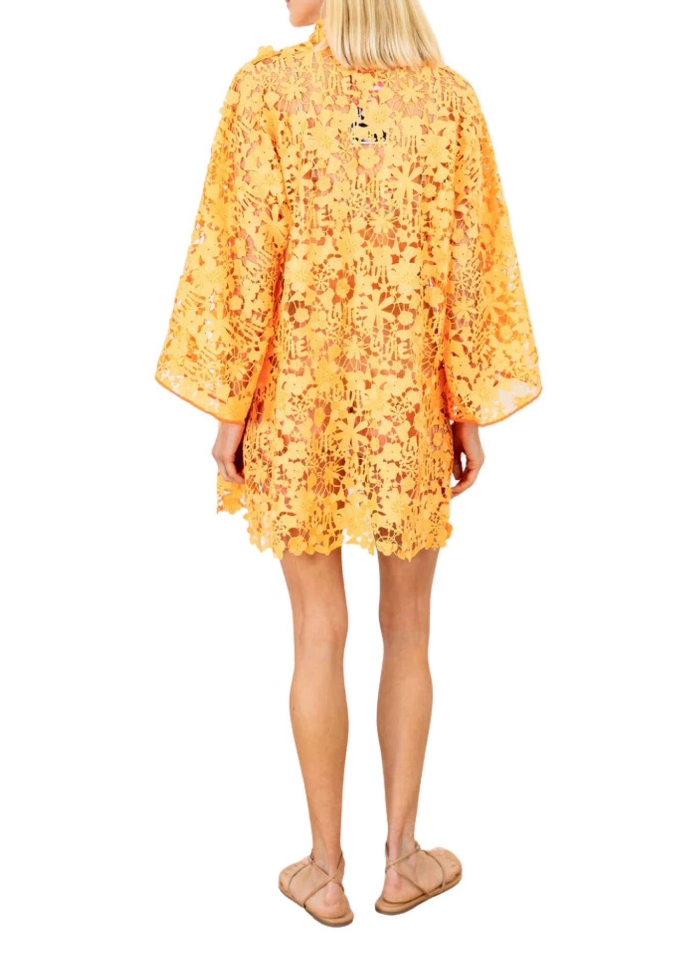 La Vie Tangerine La Vie Lace Mini Caftan - Vermillion