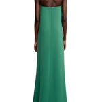 Lela Rose 3D Peony Embroidered Faille Gown - Vermillion