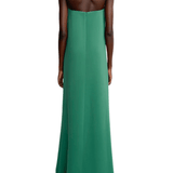 Lela Rose 3D Peony Embroidered Faille Gown - Vermillion