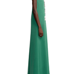 Lela Rose 3D Peony Embroidered Faille Gown - Vermillion