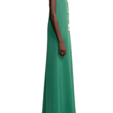 Lela Rose 3D Peony Embroidered Faille Gown - Vermillion
