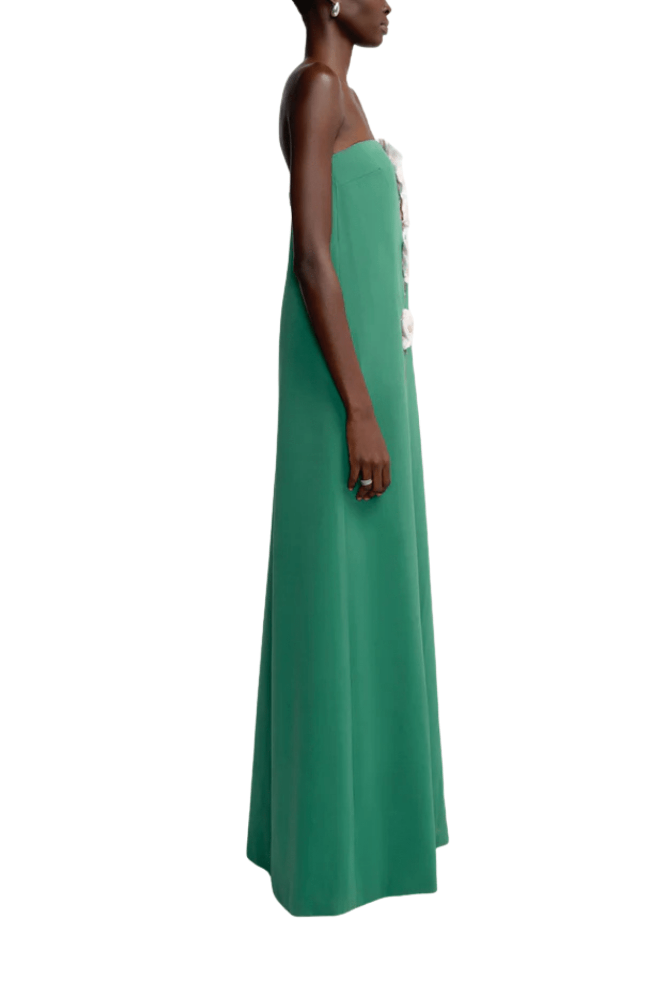 Lela Rose 3D Peony Embroidered Faille Gown - Vermillion