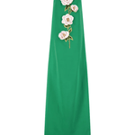 Lela Rose 3D Peony Embroidered Faille Gown - Vermillion