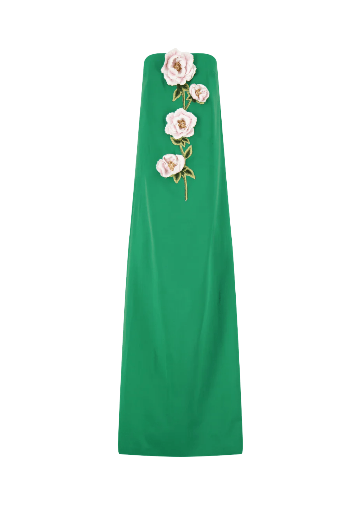 Lela Rose 3D Peony Embroidered Faille Gown - Vermillion