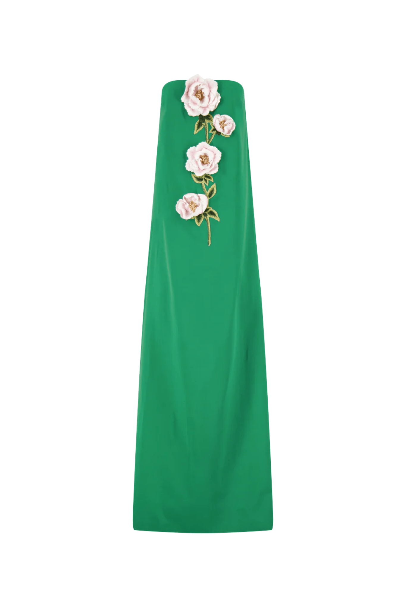 Lela Rose 3D Peony Embroidered Faille Gown - Vermillion