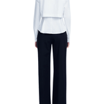Lela Rose Cotton Poplin Shirred Sleeve Shirt - Vermillion