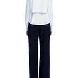 Lela Rose Cotton Poplin Shirred Sleeve Shirt - Vermillion
