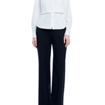 Lela Rose Cotton Poplin Shirred Sleeve Shirt - Vermillion