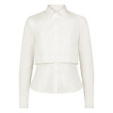 Lela Rose Cotton Poplin Shirred Sleeve Shirt - Vermillion