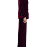 Lela Rose Crushed Velvet Double Breasted Blazer - Vermillion