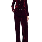 Lela Rose Crushed Velvet Double Breasted Blazer - Vermillion