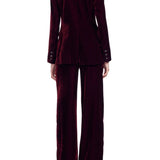 Lela Rose Crushed Velvet Double Breasted Blazer - Vermillion