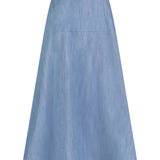Lela Rose Denim A - Line Skirt Light Denim - Vermillion