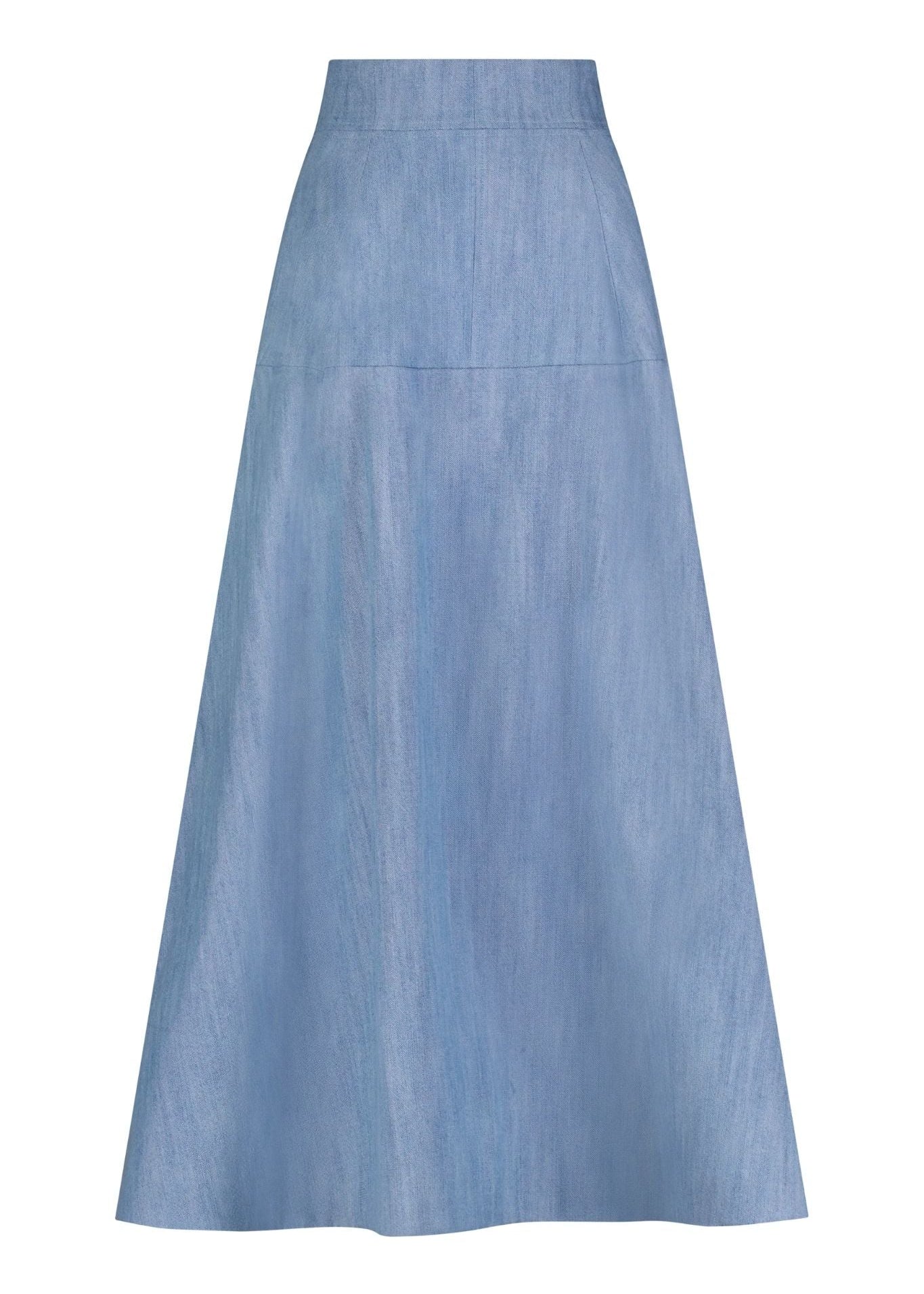 Lela Rose Denim A - Line Skirt Light Denim - Vermillion