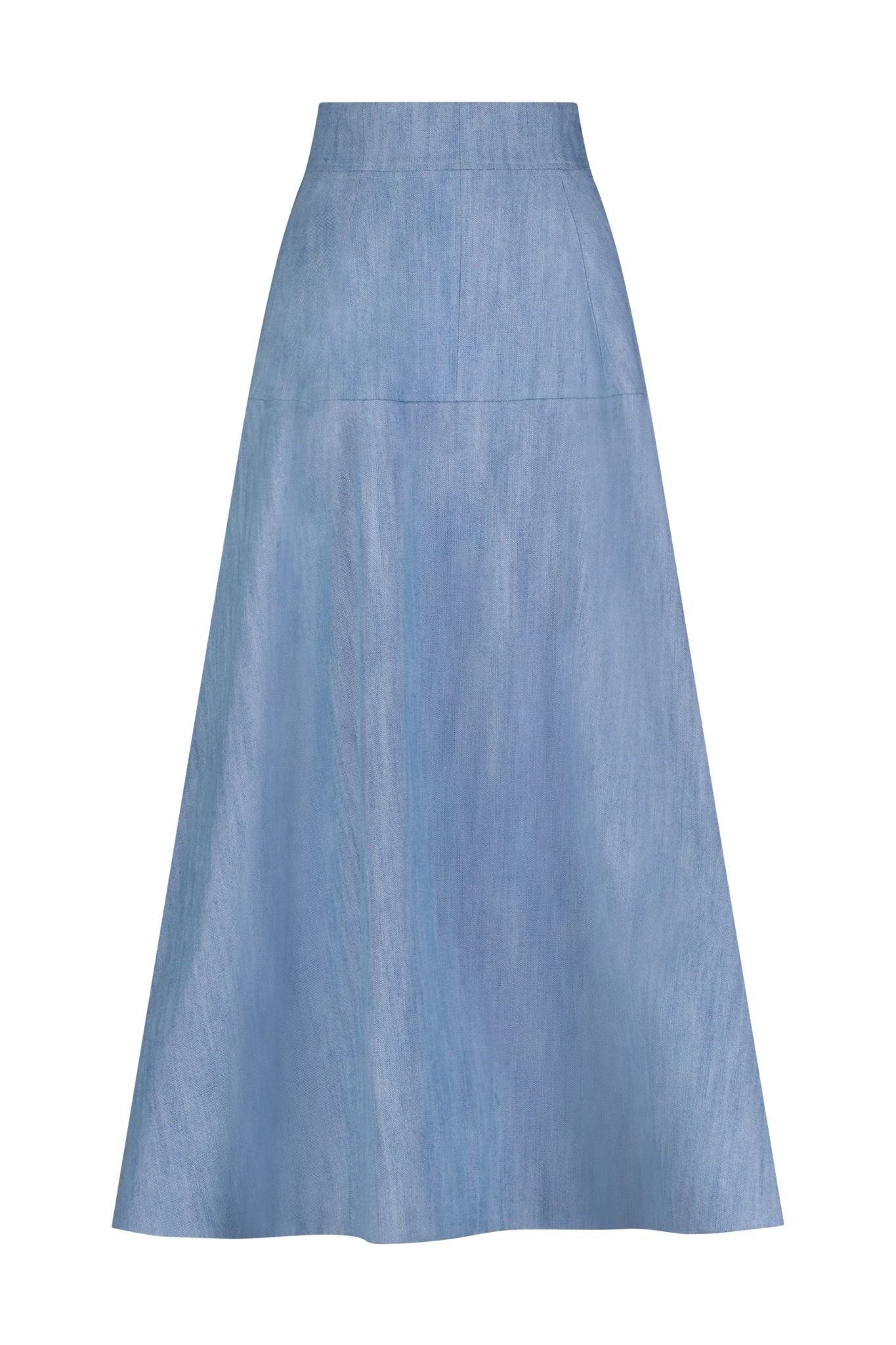 Lela Rose Denim A - Line Skirt Light Denim - Vermillion