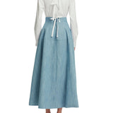 Lela Rose Denim A - Line Skirt Light Denim - Vermillion