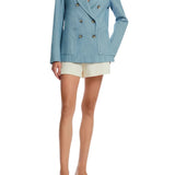 Lela Rose Denim Blazer Light Denim - Vermillion