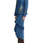 Lela Rose Denim Floral Applique Jacket - Vermillion