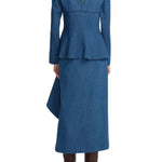 Lela Rose Denim Floral Applique Jacket - Vermillion