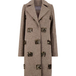 Lela Rose Fishing Lures Embroidered Boiled Wool Coat - Vermillion