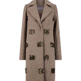 Lela Rose Fishing Lures Embroidered Boiled Wool Coat - Vermillion